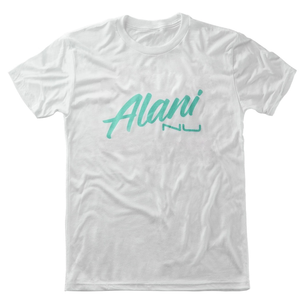 Alani Nu White T-Shirt with Teal Logo